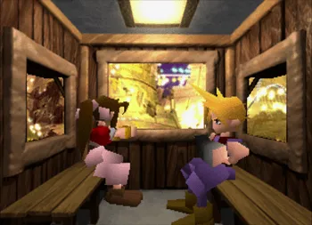 Aeris and Cloud on the Gondola