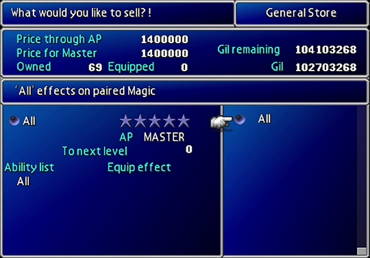 Selling an All Materia