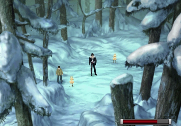 The first ChocoZiner spot between the two Chicobos at the Chocobo Roaming Forest