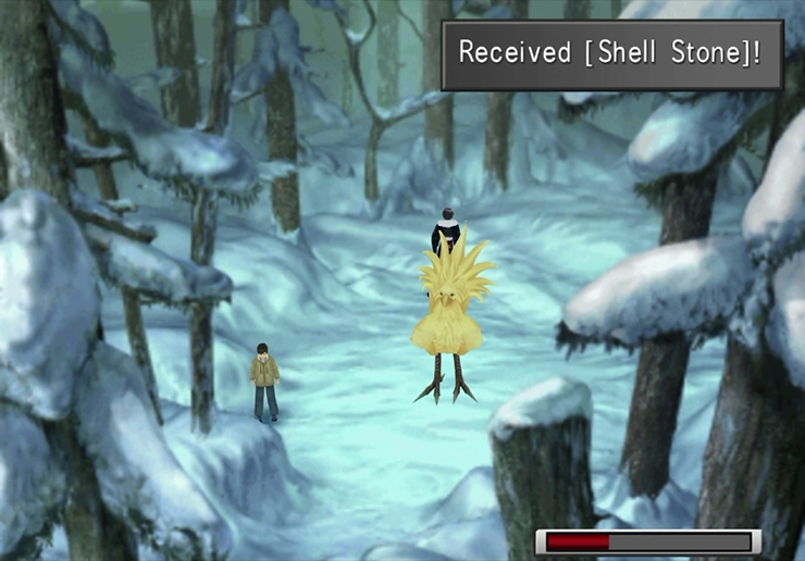 The treasure location in the Chocobo Roaming Forest