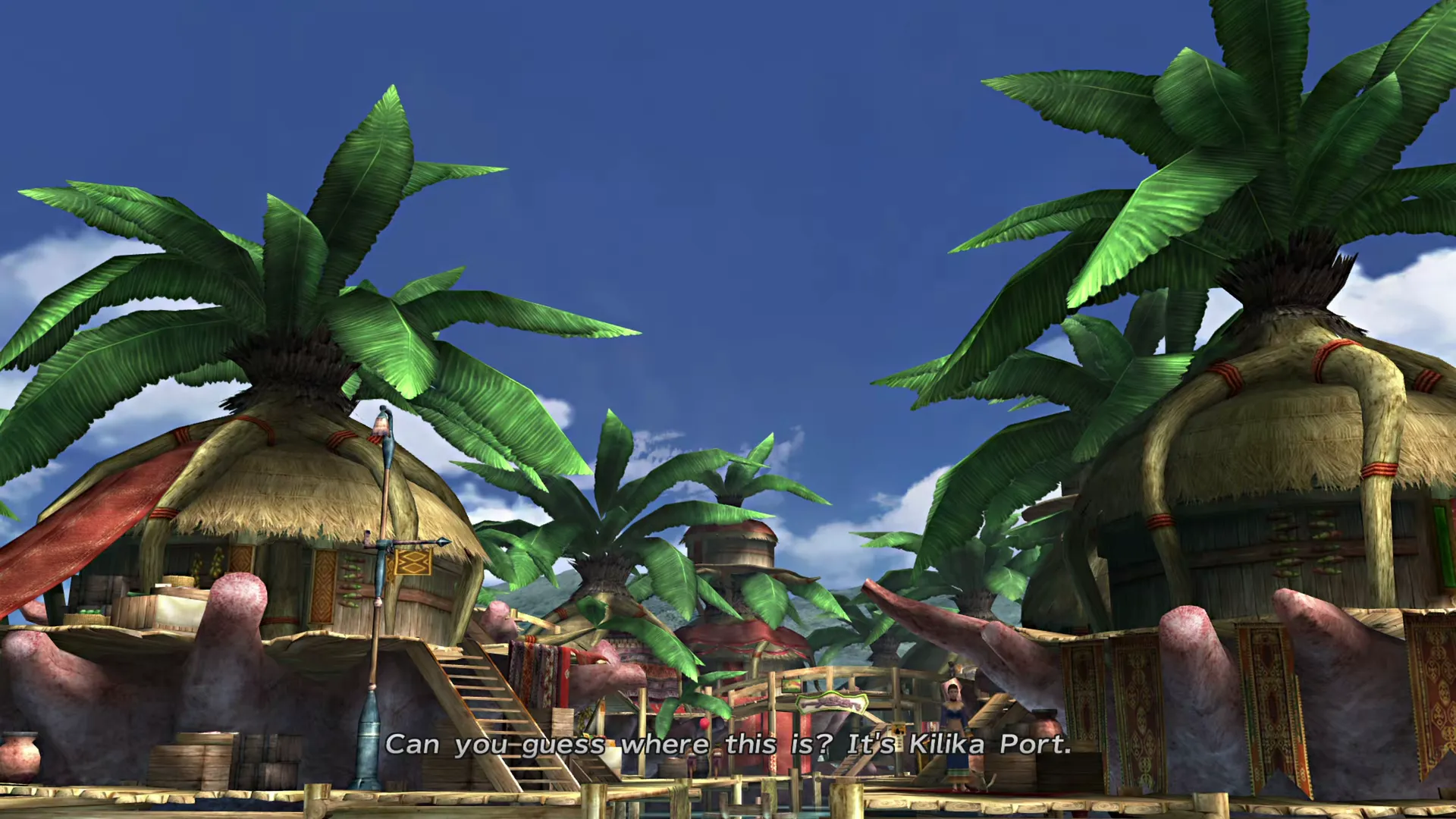 Opening scene when the team enters Kilika Port for the first time