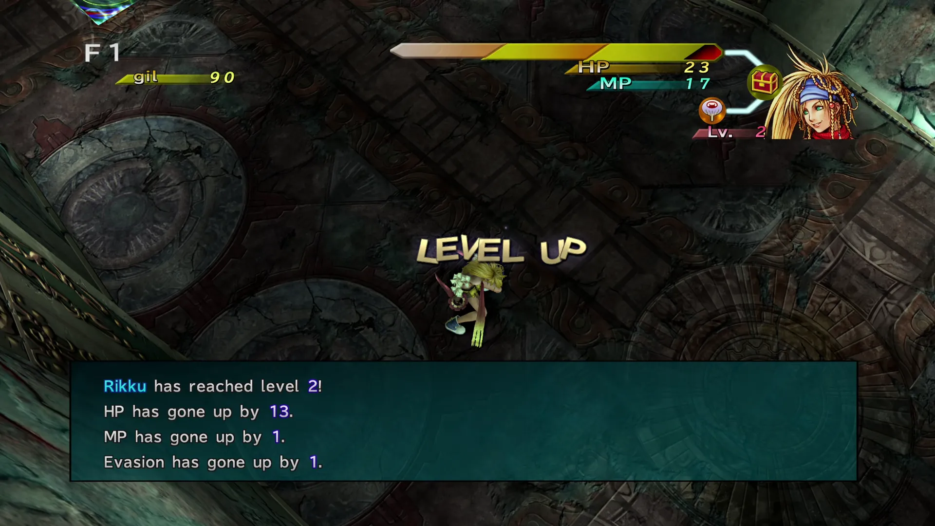 Leveling up Rikku to Level 2