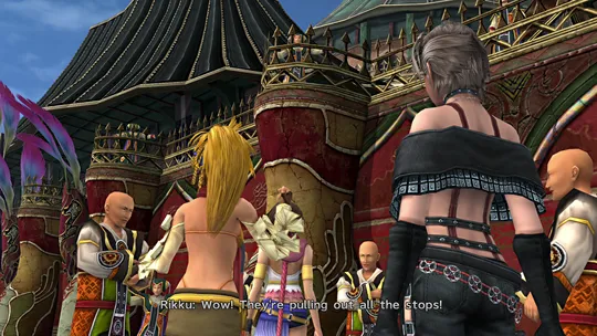 Rikku being amazed by all the work New Yevon has put in to greeting them during their arrival