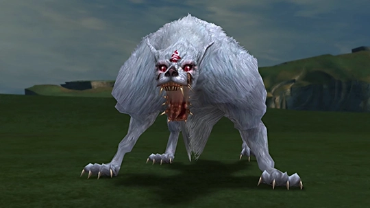Close-up screenshot of a Snow Wolf