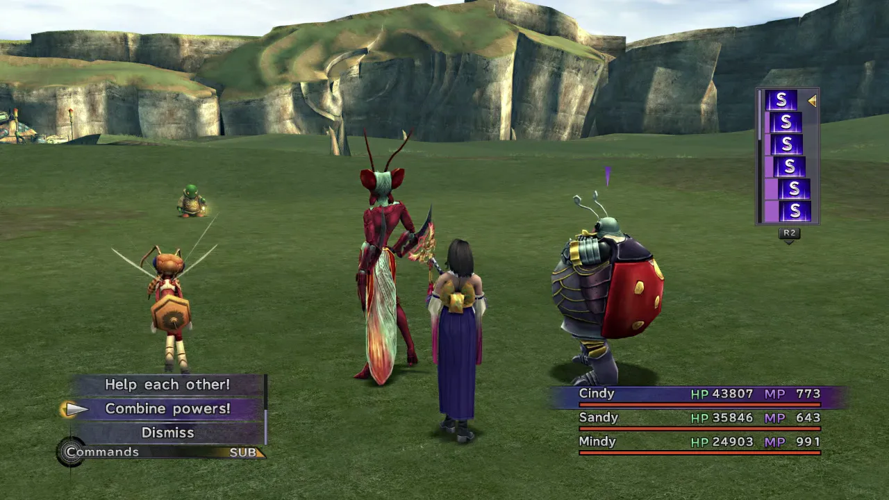 Yuna summoning the Magus Sisters via Grand Summon