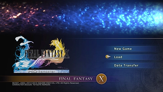 The game start screen for Final Fantasy X