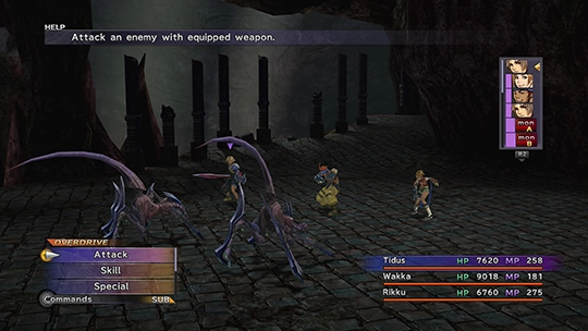 Battle against a Machea in the Omega Ruins