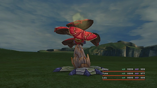 Screenshot of Funguar in a battle at the Monster Arena