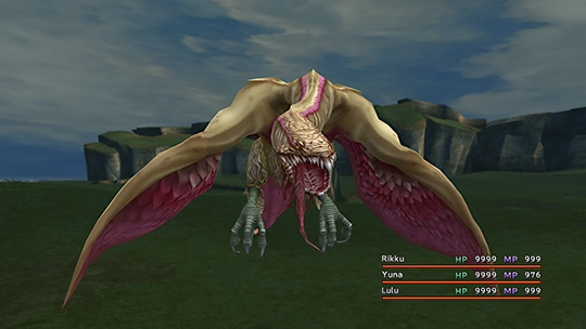 Screenshot of Garuda in a battle at the Monster Arena