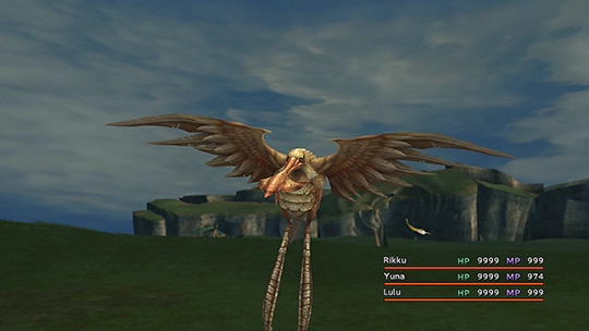 Screenshot of Simurgh in a battle at the Monster Arena