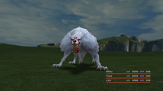 Screenshot of Snow Wolf in a battle at the Monster Arena