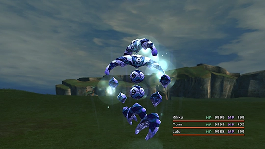 Screenshot of Blue Element in a battle at the Monster Arena