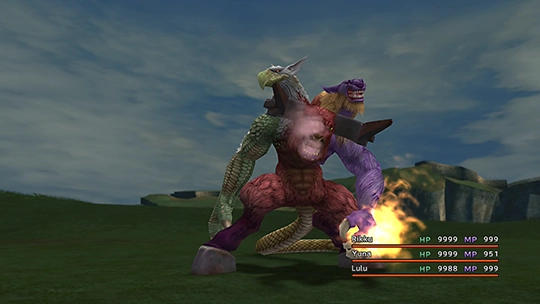 Screenshot of Chimera in a battle at the Monster Arena