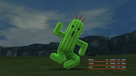 Screenshot of Cactuar in a battle at the Monster Arena