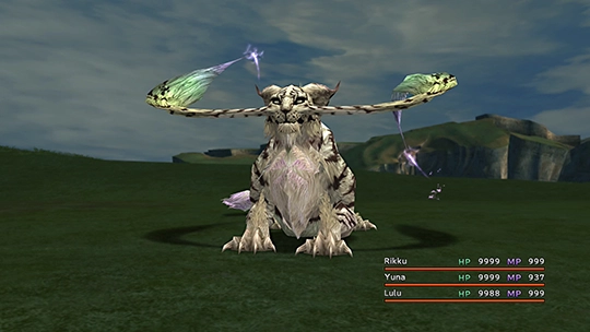 Screenshot of Coeurl in a battle at the Monster Arena