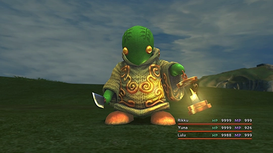 Screenshot of Tonberry in a battle at the Monster Arena