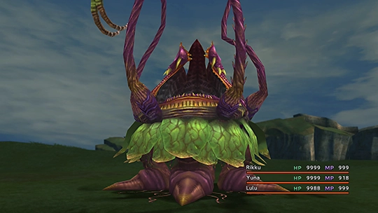 Screenshot of Mandragora in a battle at the Monster Arena