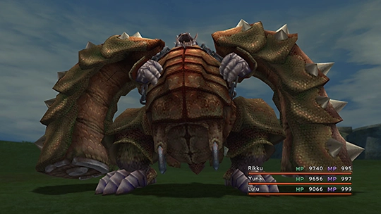 Screenshot of Barbatos in a battle at the Monster Arena