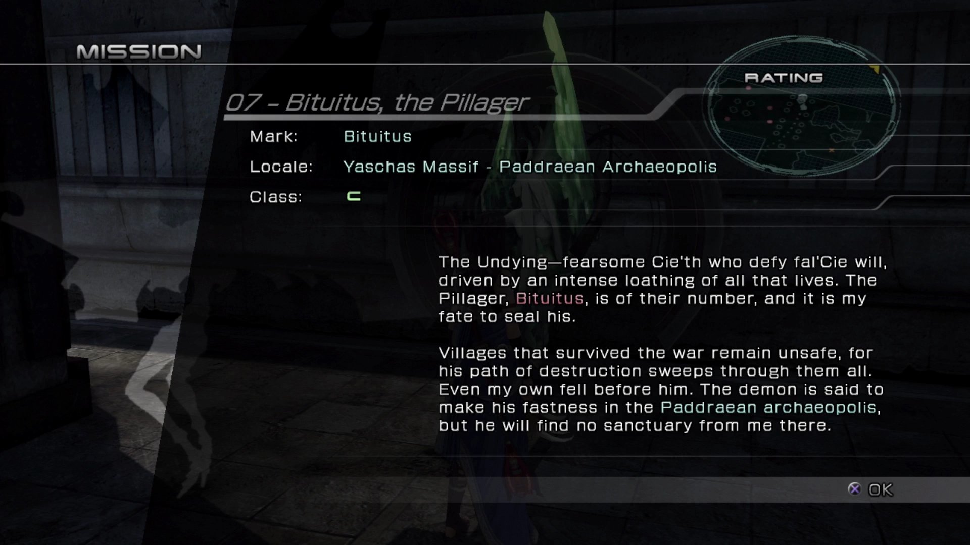 The objective overview screen for Mission 07 against Bituitus