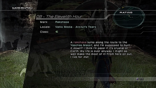 The objective overview screen for Mission 08 against Rakshasa