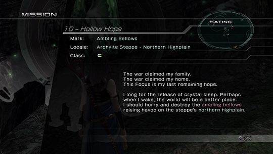 The objective overview screen for Mission 10 against Ambling Bellows