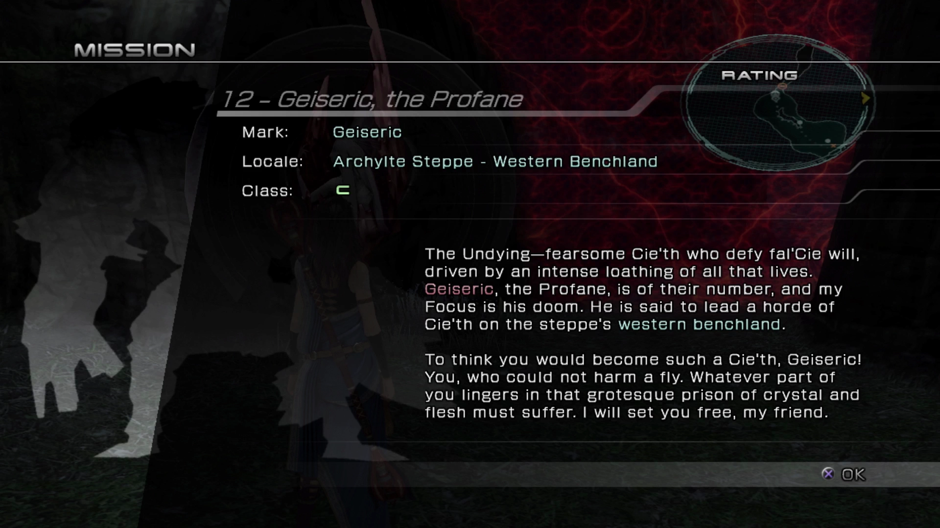 The objective overview screen for Mission 12 against Geiseric