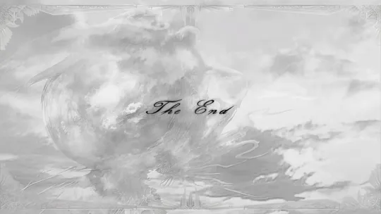 Endgame Screen with the words ‘The End’ displayed over a white screen