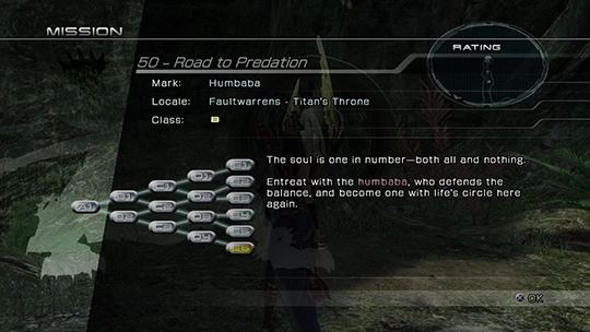 The objective overview screen for Mission 50 against Humbaba