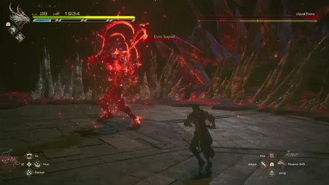 Animation of Liquid Flame’s Double Axe Kick attack