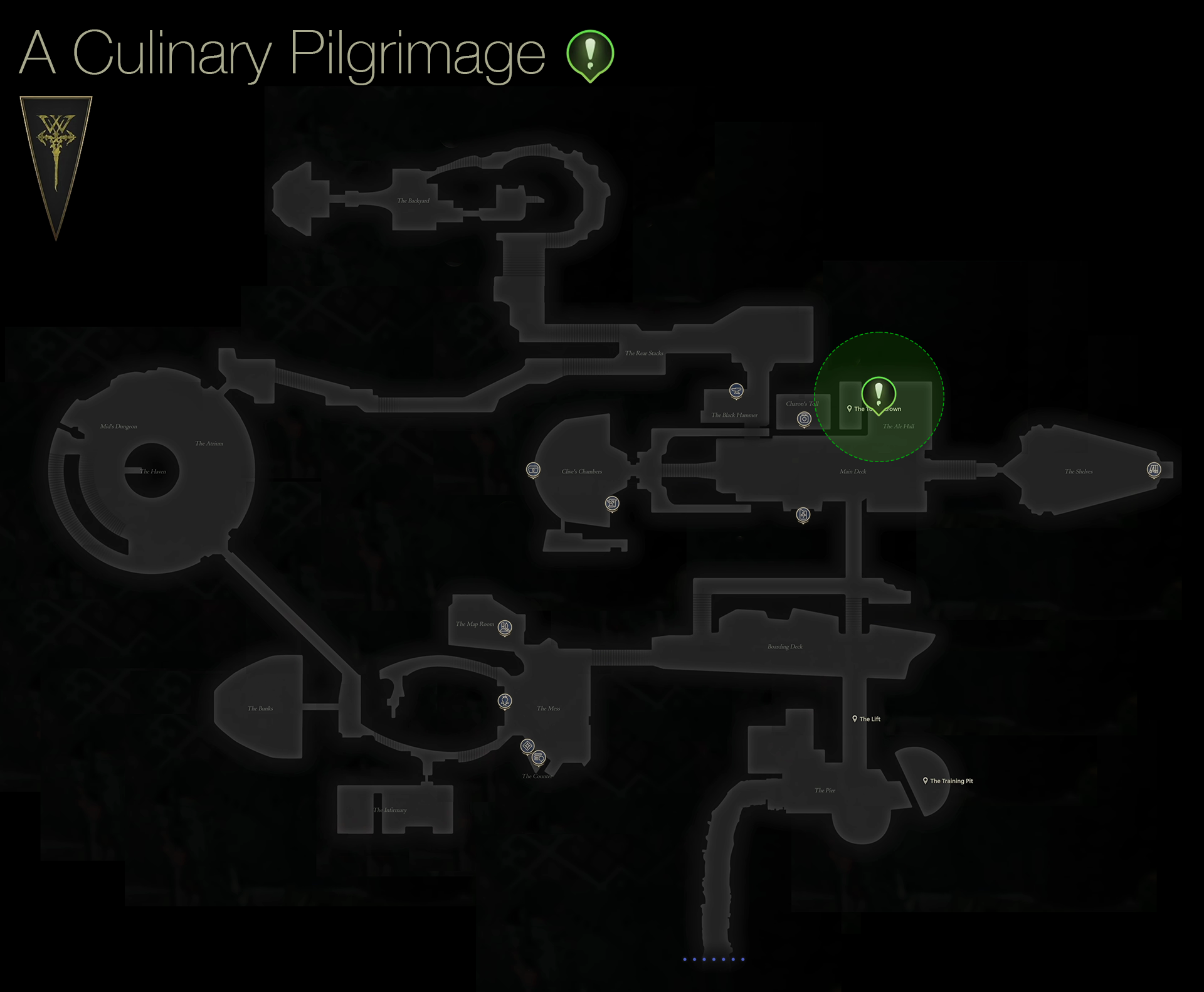 Map showing the location of Yvan, the Kitchen Hand, in the Tub and Crown area of the Hideaway