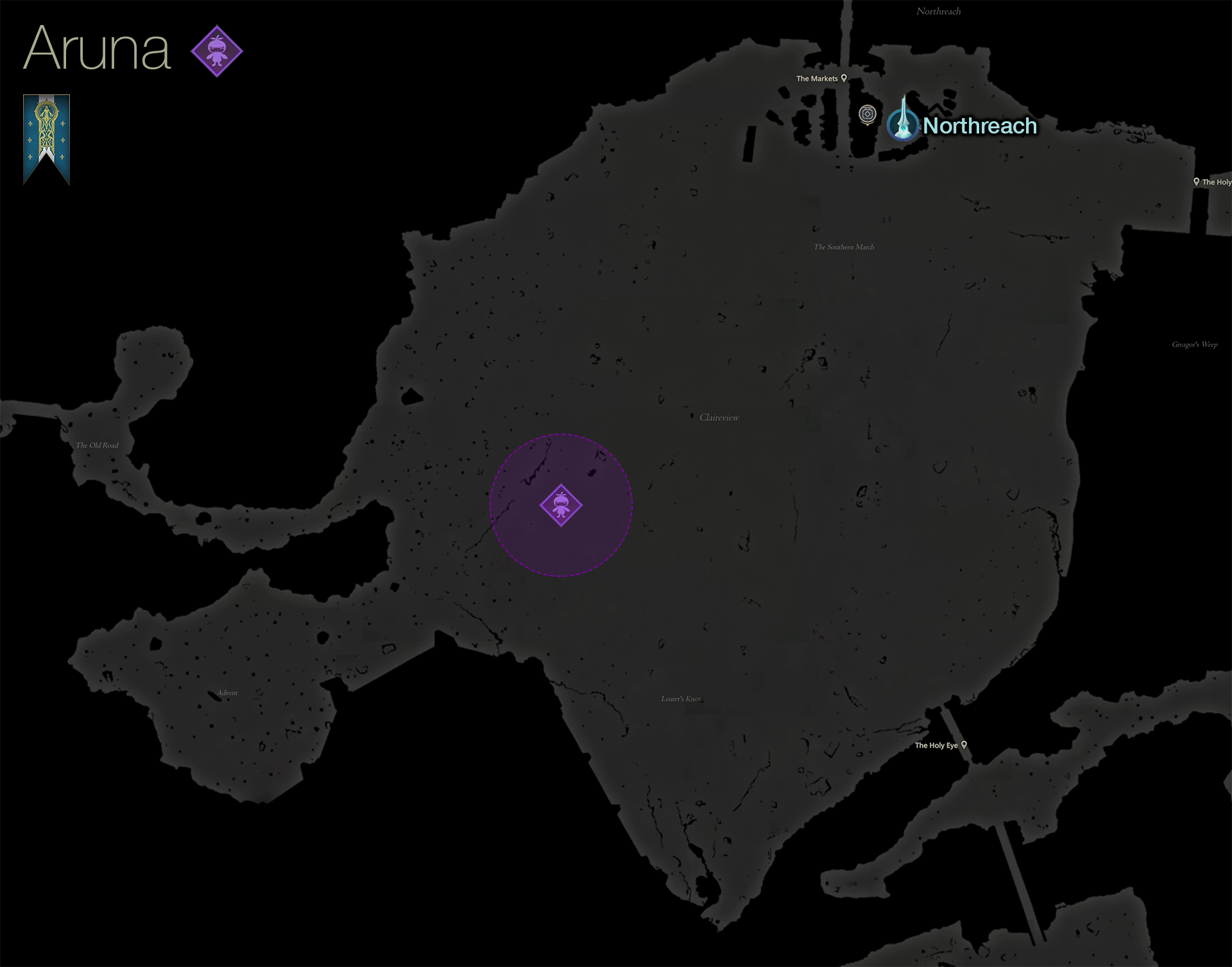 Map showing the location of the Notorious Mark, Aruna, in the Claireview area of Sanbreque