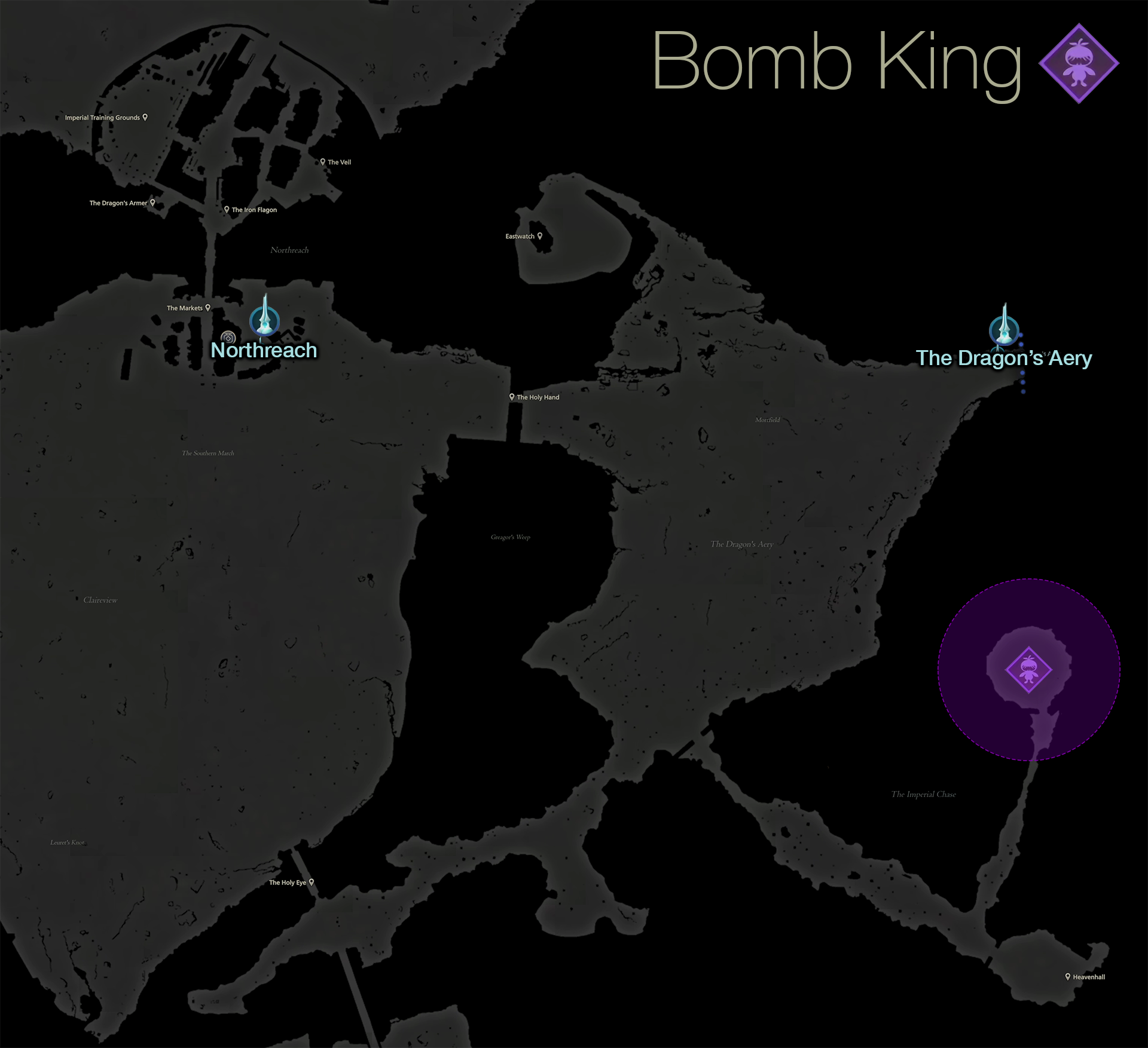 Map showing the location of the Notorious Mark, Bomb King, in the Crock area of Sanbreque