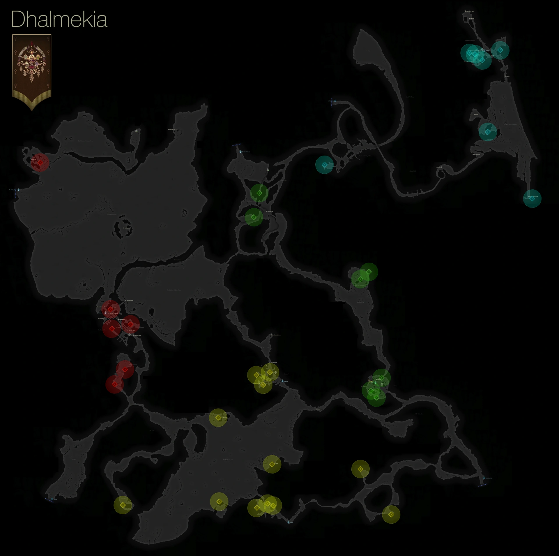 Map of the treasure coffer locations in Dhalmekia