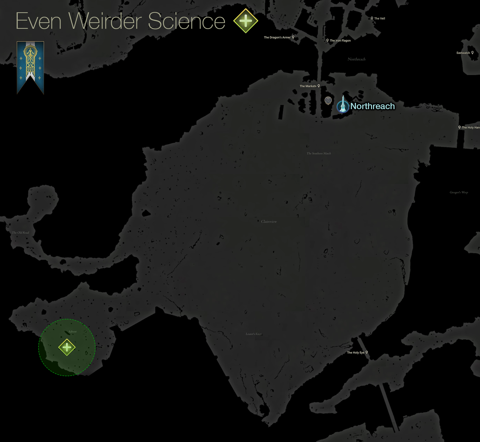 Map showing the location of the Spherical Echoes in the Advent area of Sanbreque