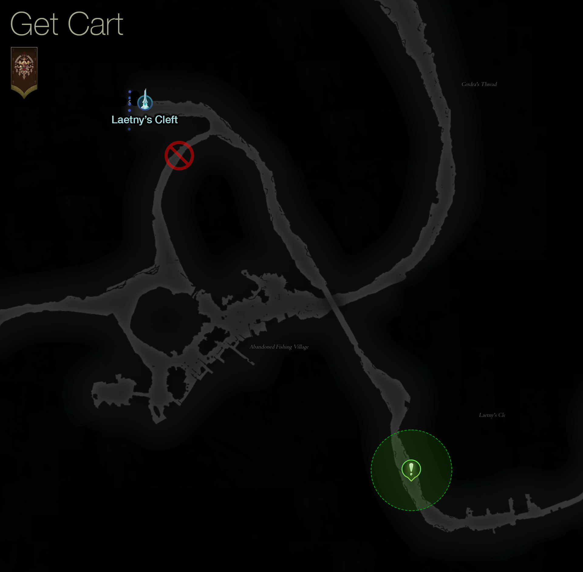 Map showing the location of the two Sellswords near Laetny’s Cleft