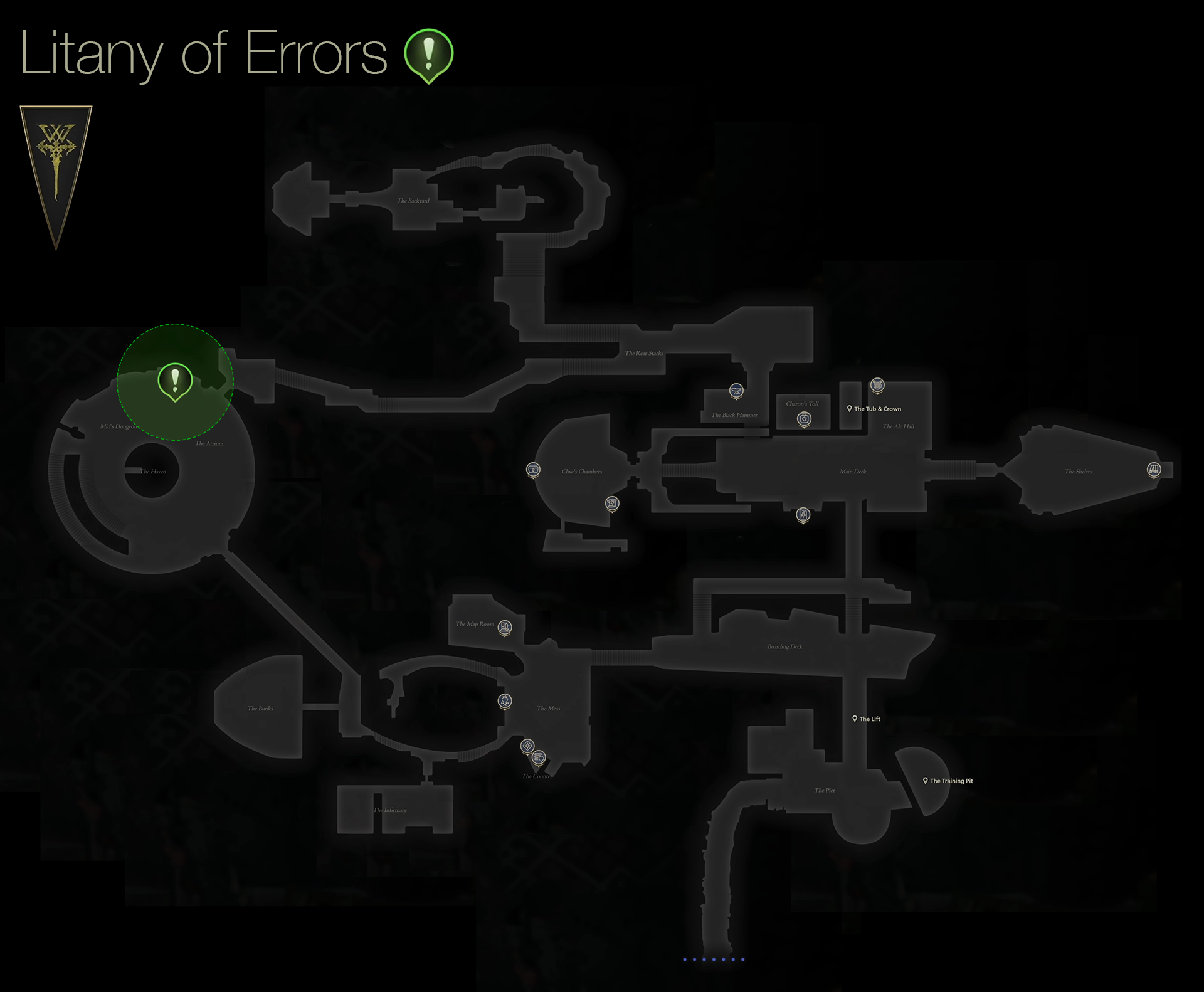 Map showing the location of Herman in the atrium area of the Hideaway