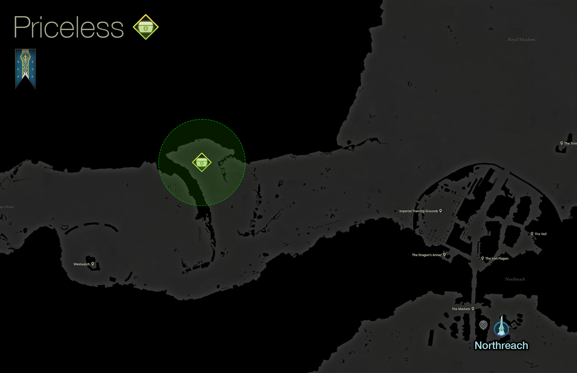 Map showing the location of the flowers that Jill wants for the Priceless optional quest