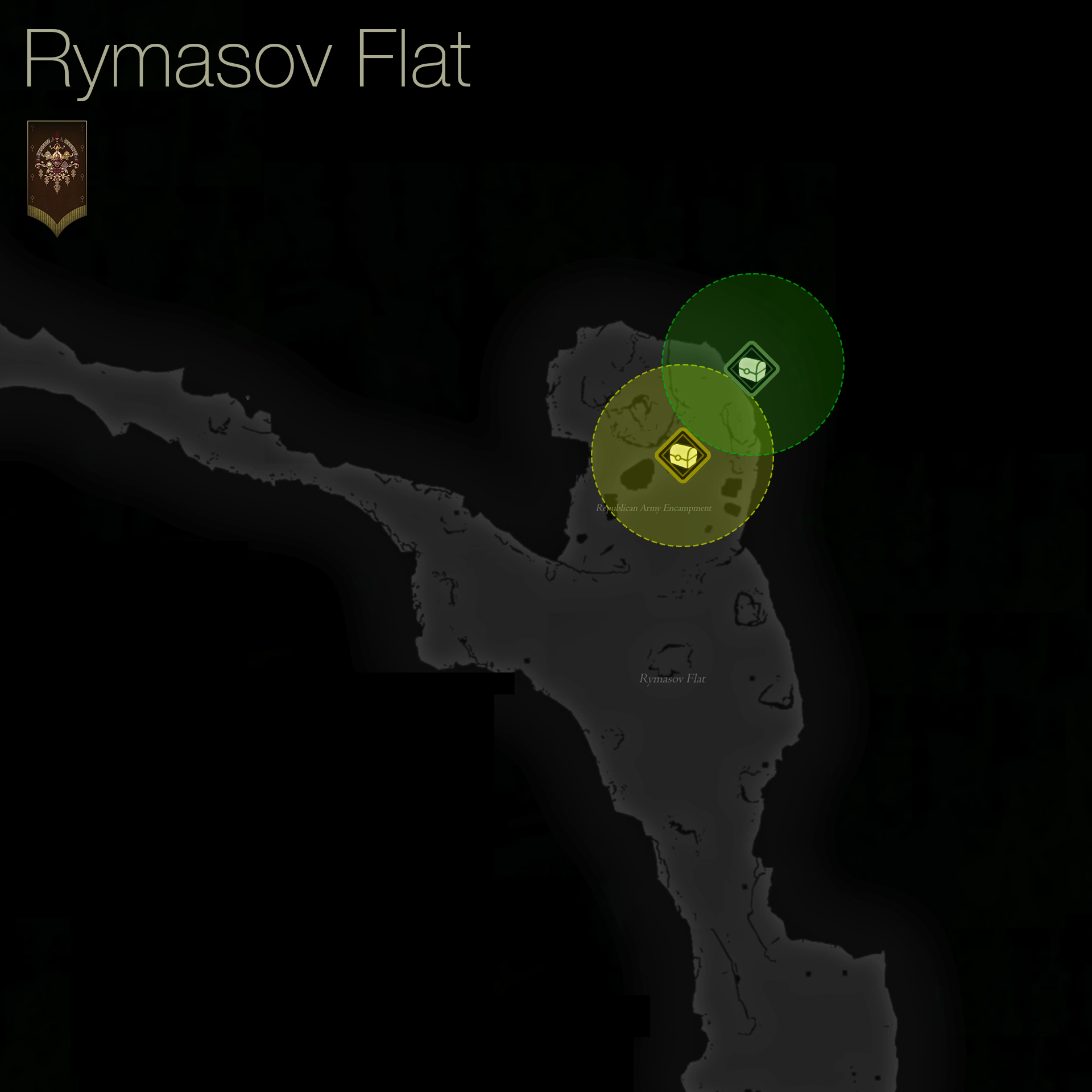 Map of the treasure coffer locations in Rymasov Flat in Dhalmekia