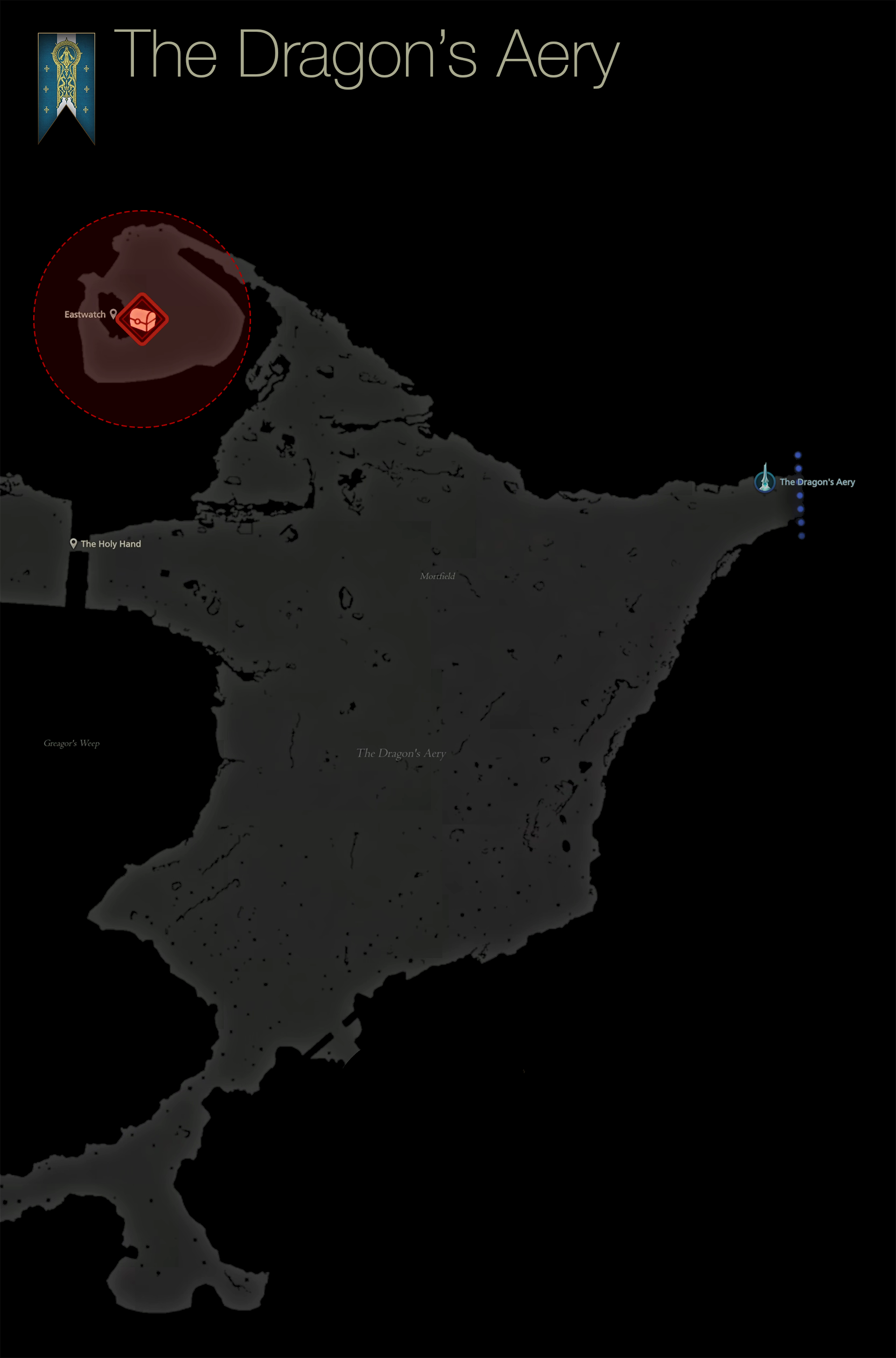 Map showing the location of the treasure coffer in the Dragon’s Aery