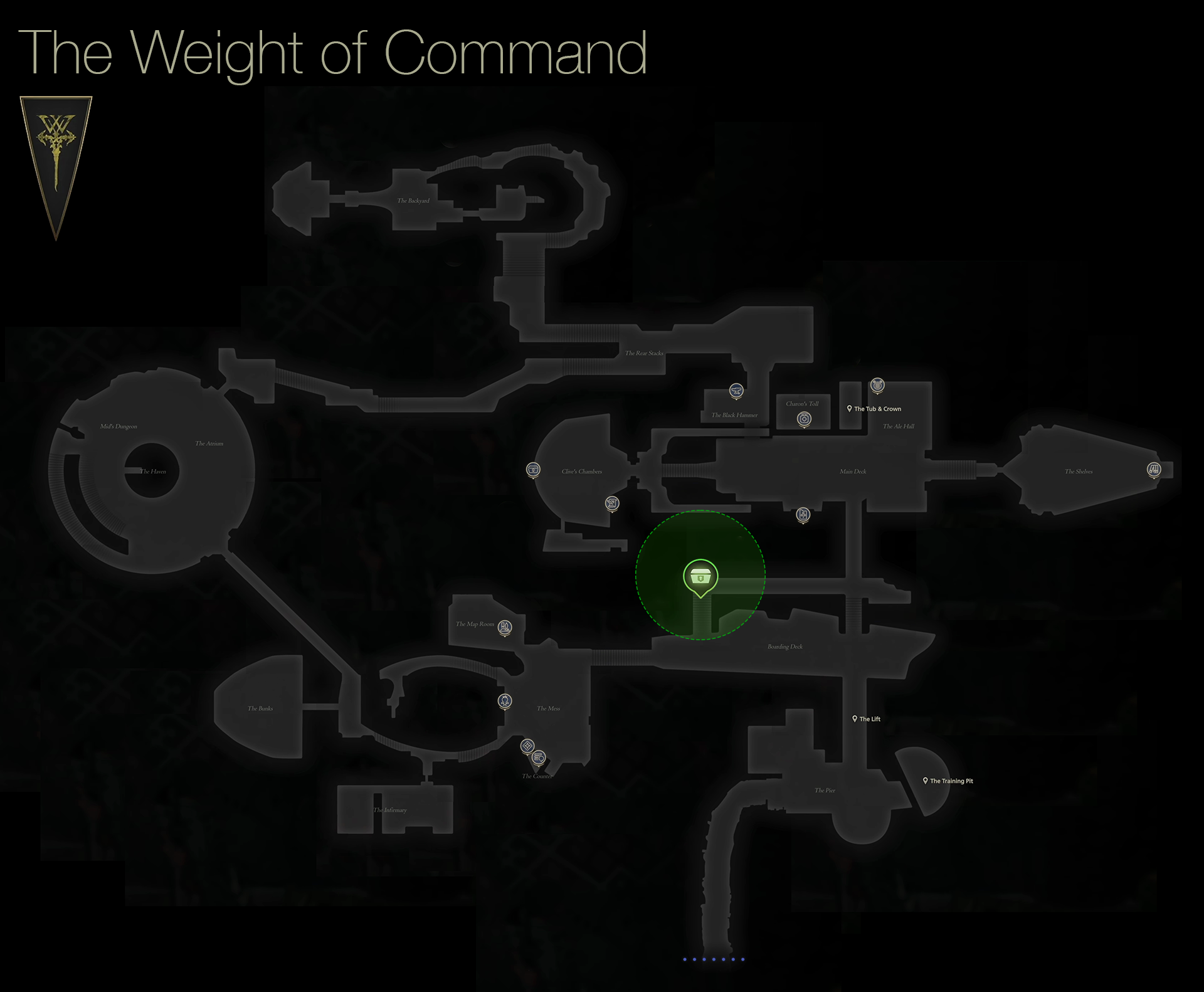 Map showing the location of Dorys in the middle of the Hideaway