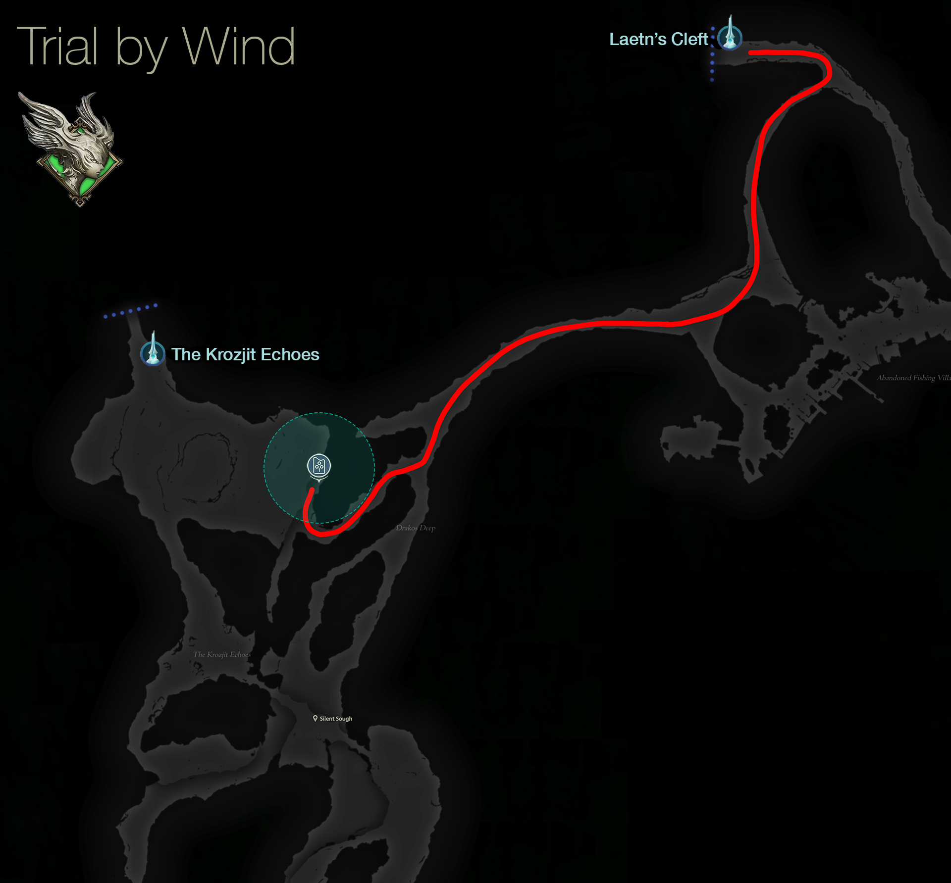 Map showing the location of the Trial by Wind in Dhalmekia