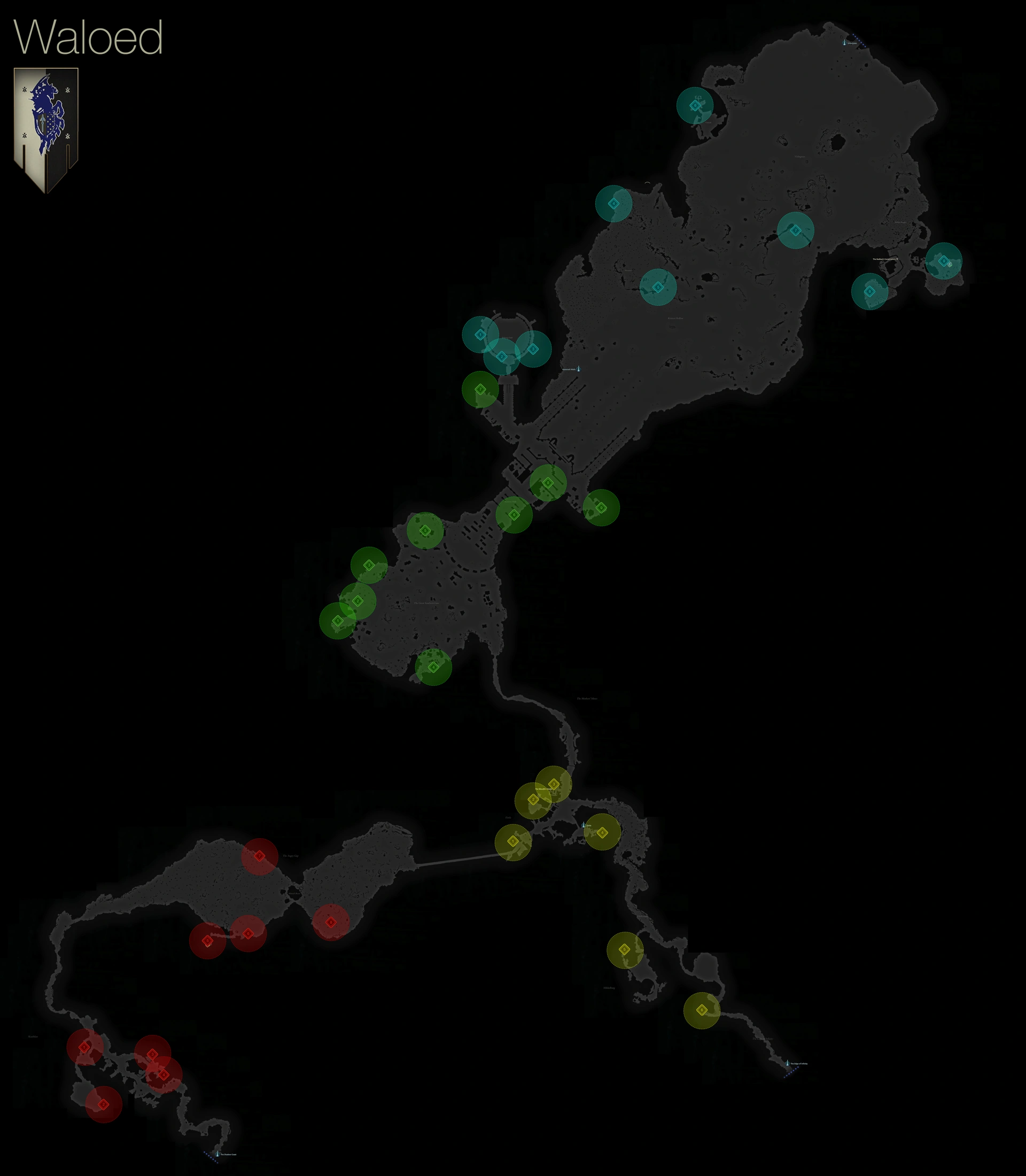 Map of the treasure coffer locations in Waloed