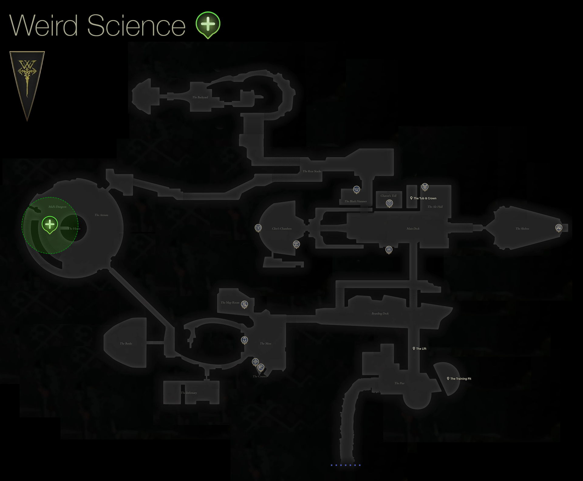 Map showing the location of Owain in Mid’s Dungeon in the Hideaway