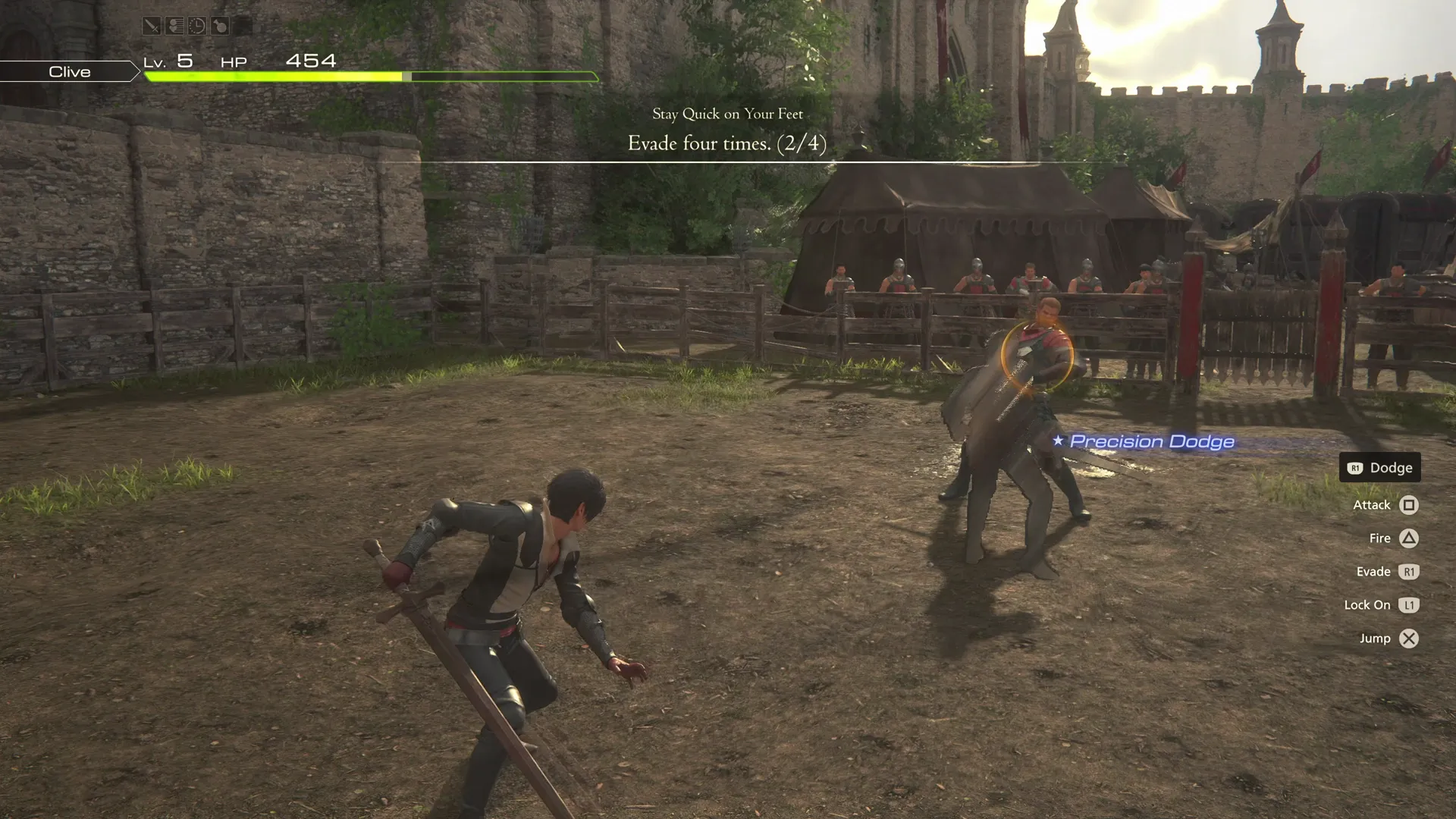 Dodging Lord Murdoch’s attacks during the training sequence in the opening prologue