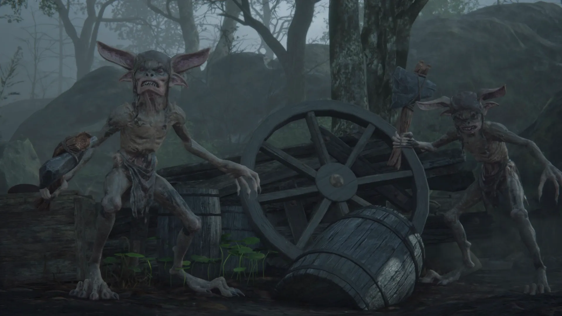 Cinematic of the first enemies, a group of goblins, that Clive and his team face