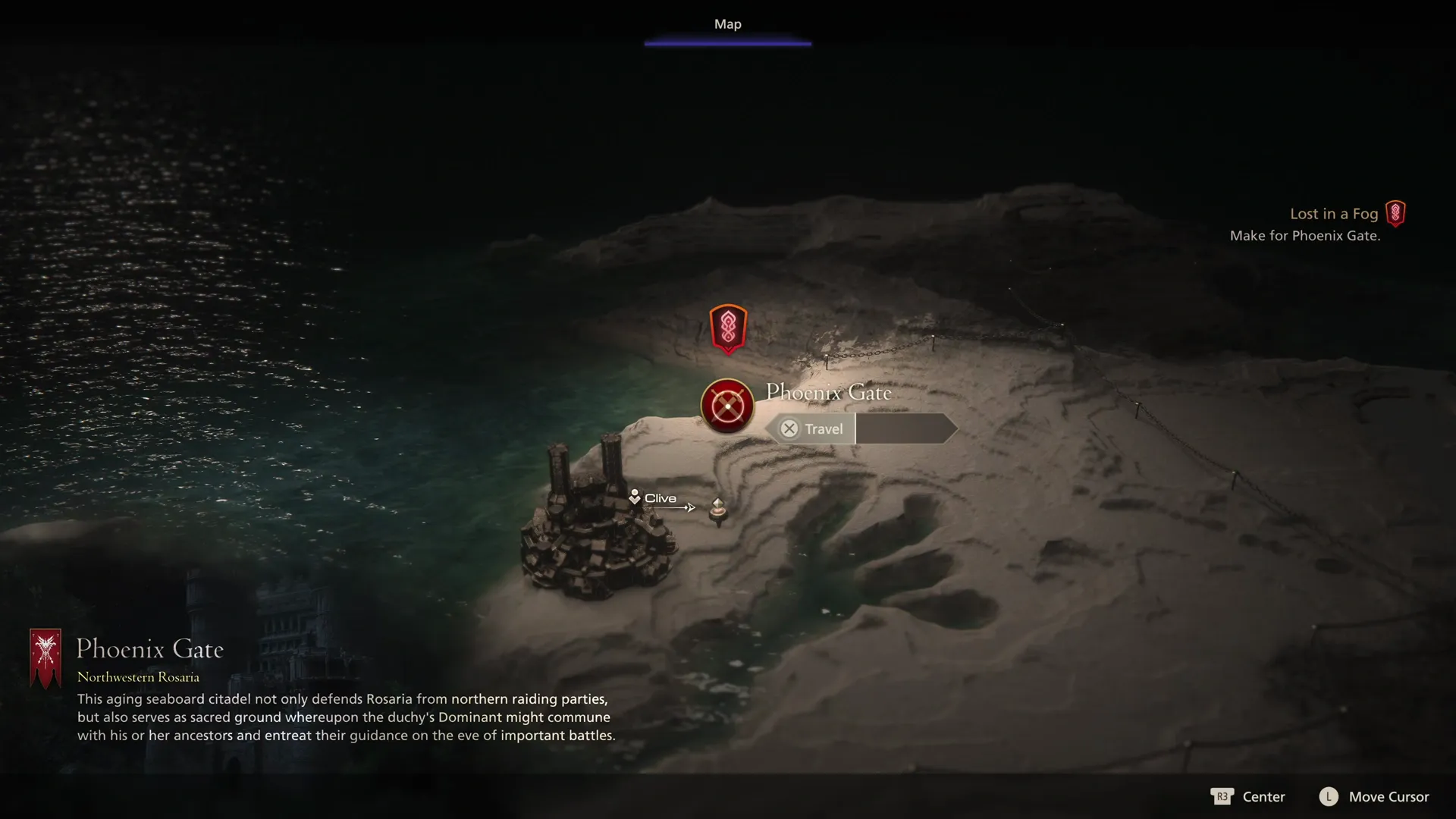 Selecting the Phoenix Gate from the world map