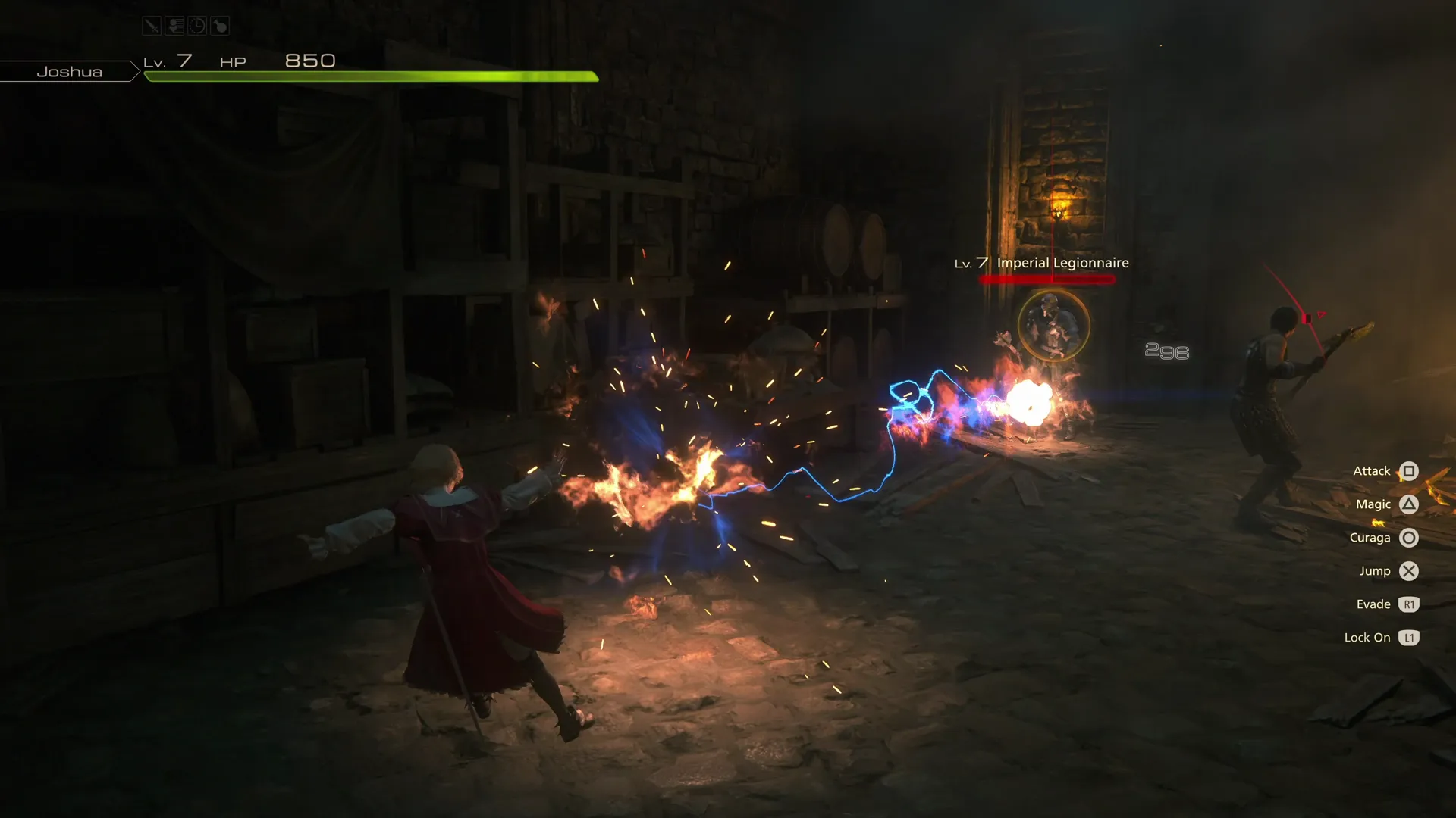 Joshua using his Magic attack