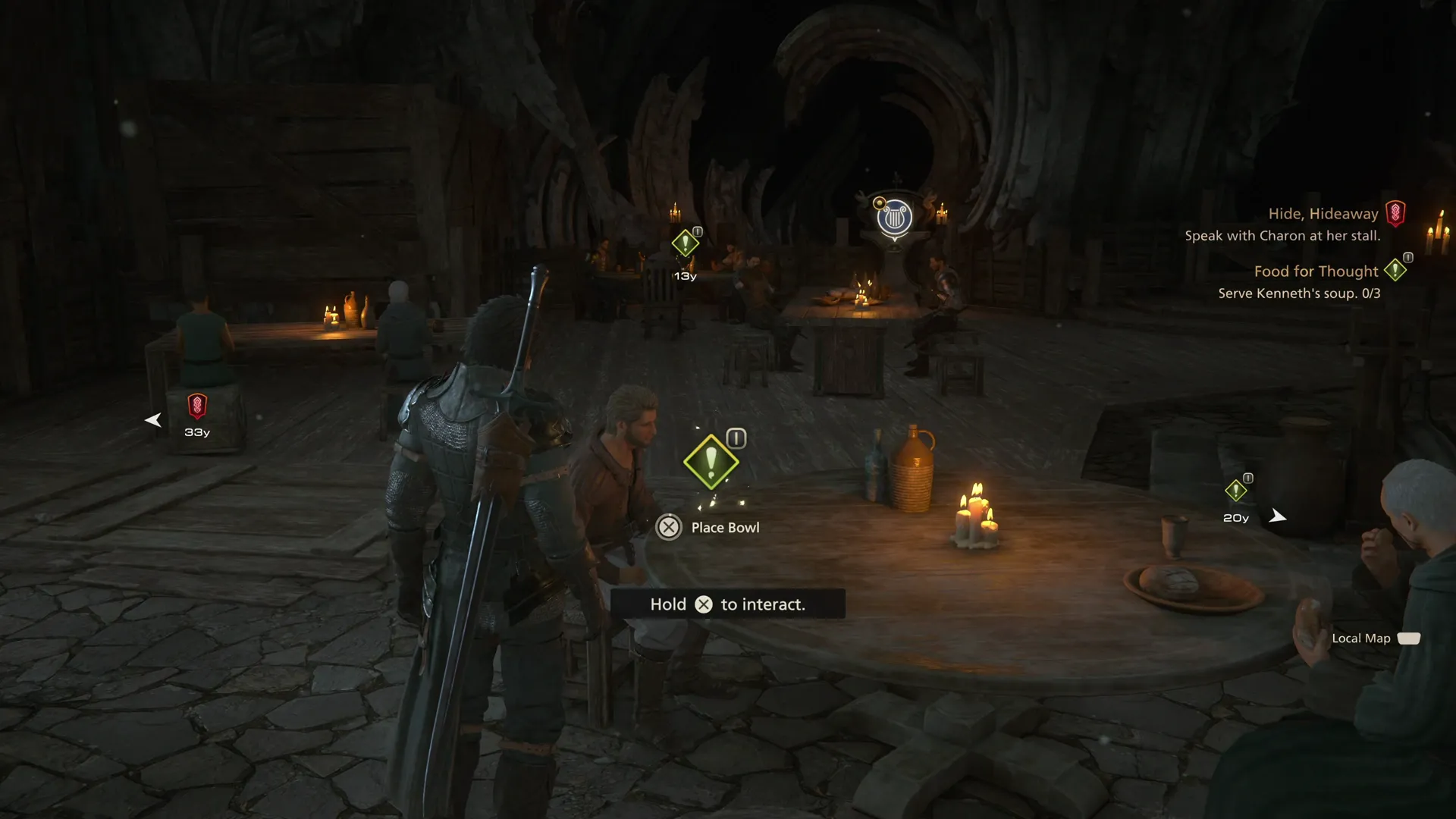 Delivering the first Salt Broth key item to one of the customers in the Hideaway