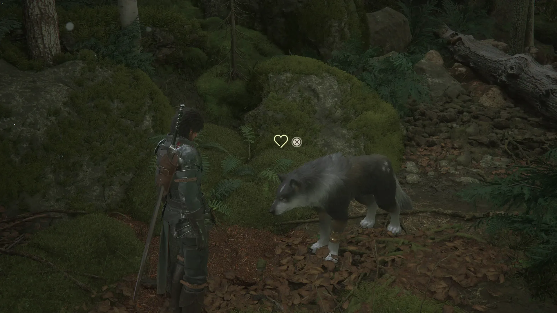 Clive using the X button to interact with Torgal