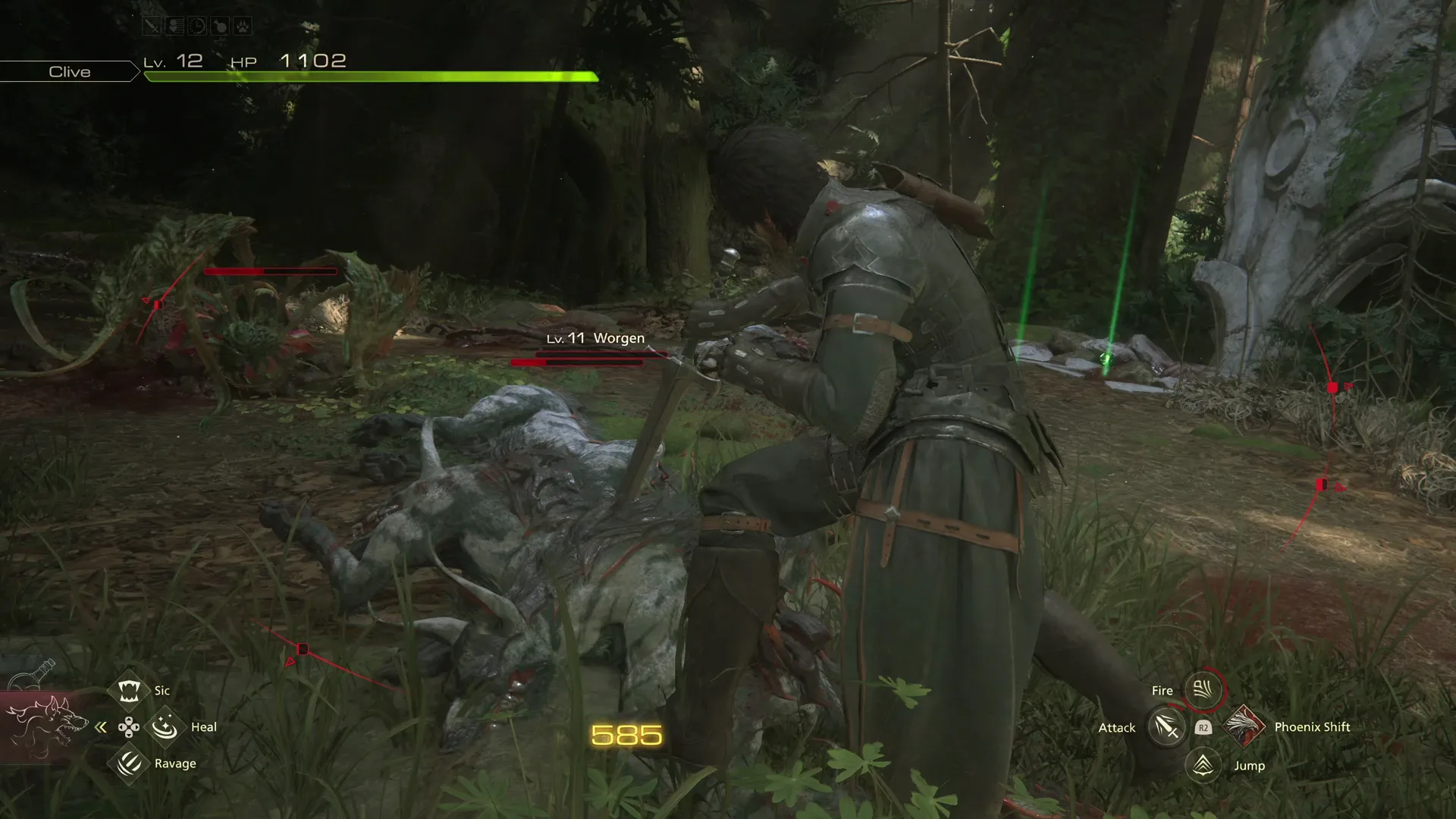 Attacking a Worgen as Clive navigates through the Greatwood